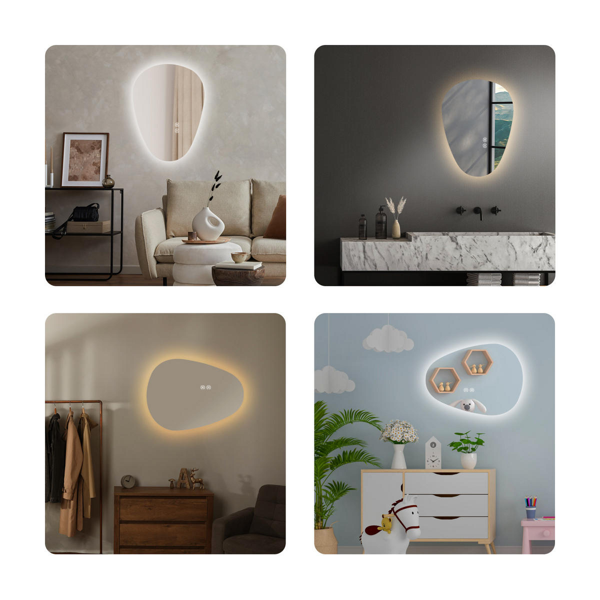 BADSPIEGEL mit Touch-Schalter, Dimmbar 60/45/3 cm - Weiß, Glas (45/2.9/60cm) - EMKE