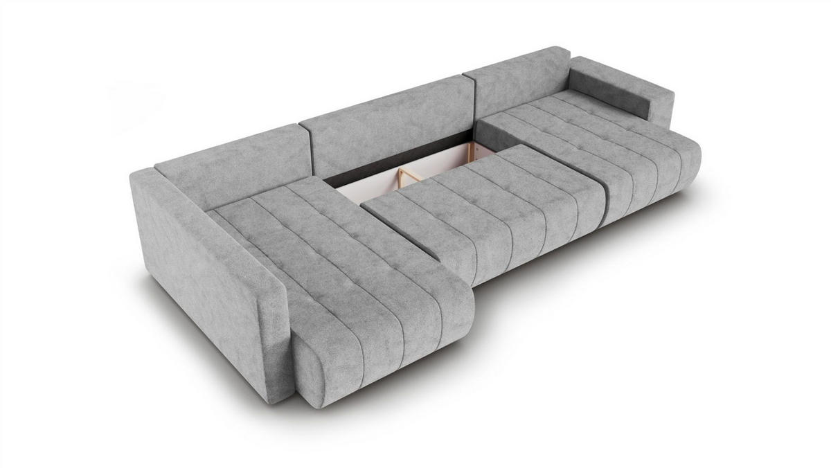 WOHNLANDSCHAFT Armanda - Grau, Holzwerkstoff/Textil (392/83/185cm) - Fun Möbel