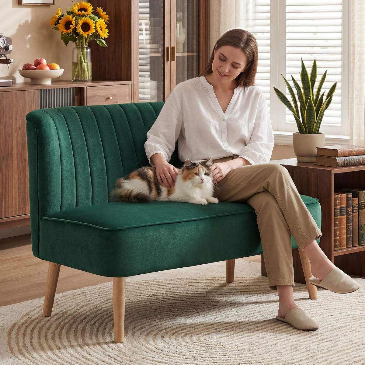 2-SITZER Sofa Dunkelgrün 117.0/56.5/77.0 cm - Dunkelgrün, Textil (56.5/77/117cm)