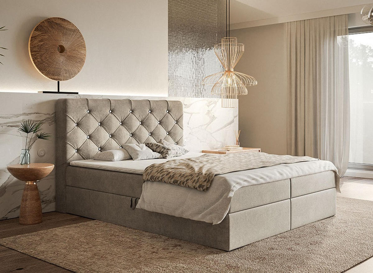 BETT Beige FOX 7 120x200 cm - Beige, Textil (120/200cm) - Sepro Meble
