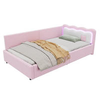 TAGEBETT 90x200cm Rosa Vliesimitat LED-Umgebungslicht Fernbedienung - Pink, Holz (90/200cm) - FLIEKS