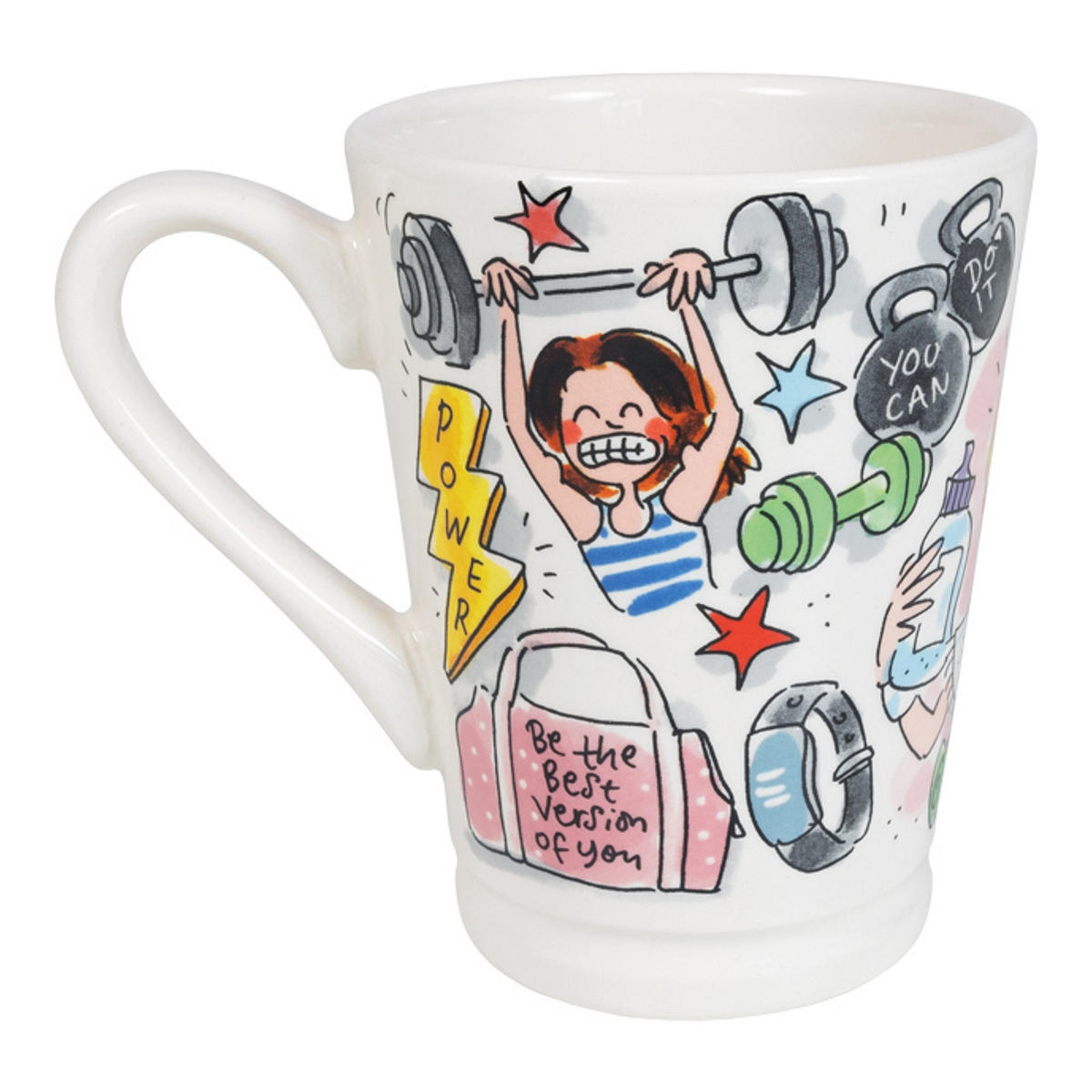 MAZAGRAN-BECHER Sportliches Mädchen in Bunt - 500 ml - Multicolor, Keramik (0.5L) - Blond Amsterdam