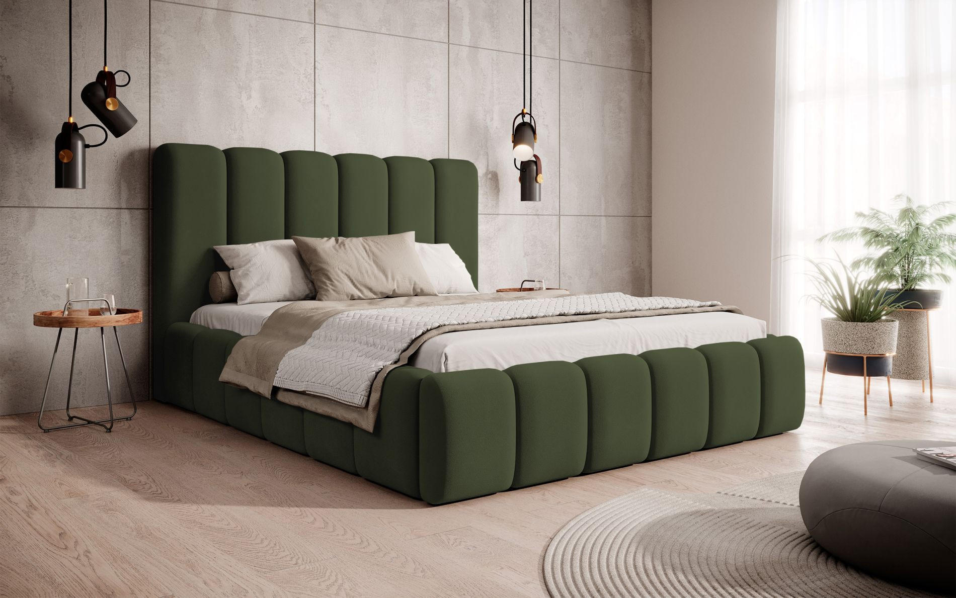 POLSTERBETT Biscottino Grün mit Samtbezug 140x200 cm - Silberfarben/Grün, Textil (140/200cm) - Selsey