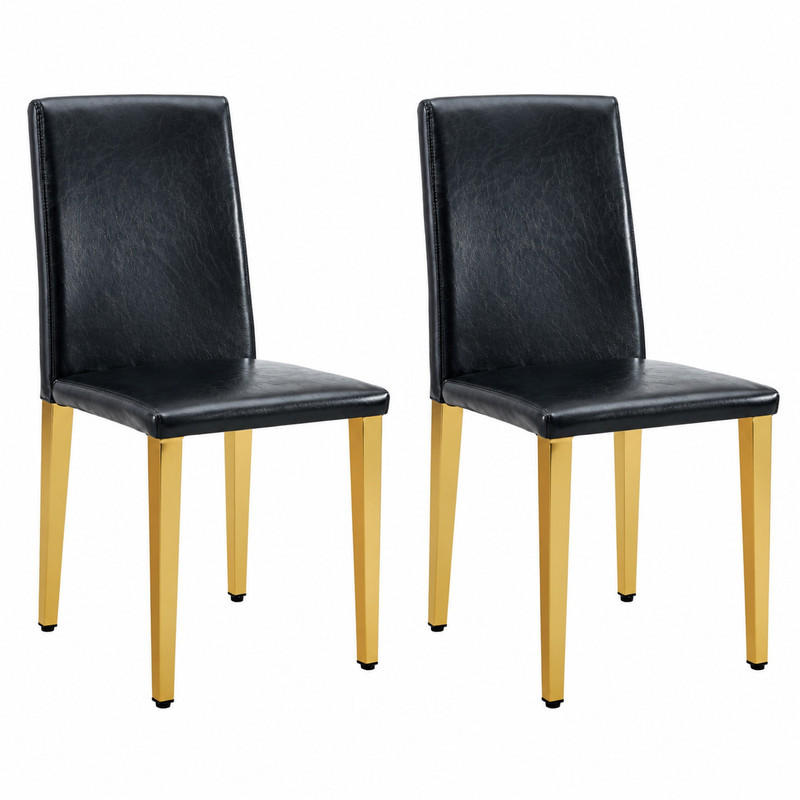 ESSZIMMERSTUHL 2er-Set PU-Leder Schwarz Gold - Schwarz, Metall (47/90/41.1cm) - Meubliv