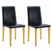 ESSZIMMERSTUHL 2er-Set PU-Leder Schwarz Gold - Schwarz, Metall (47/90/41.1cm) - Meubliv