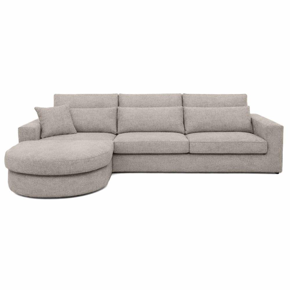 ECKSOFA Pablo ohne Schlaffunktion, mit abgerundeter Ottomane, links, Cappuccino, Velourstoff - Cappuccino, Textil (319/196cm) - Beautysofa