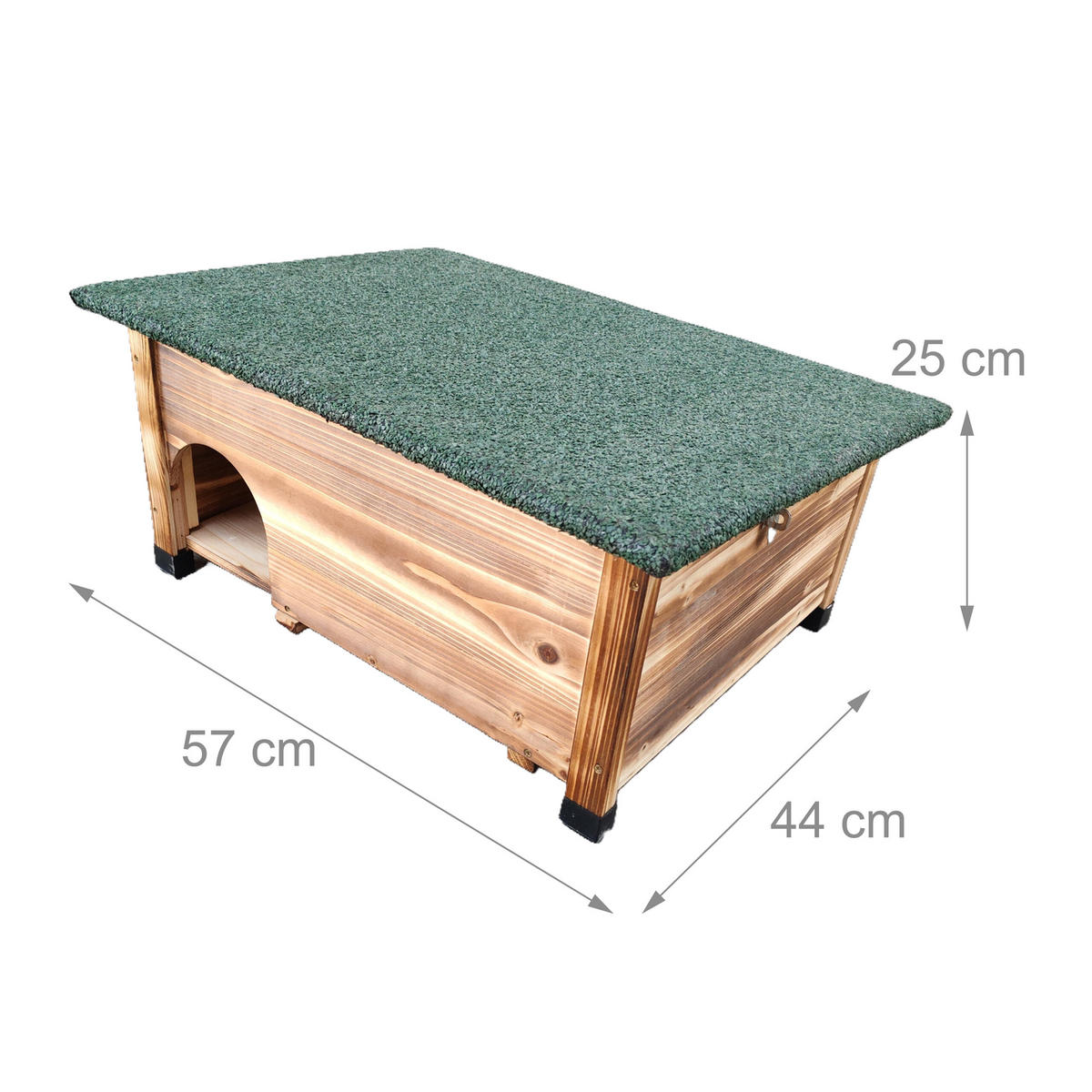 DOMEK opálený pro ježky jedlové dřevo bitumenová střecha 25 cm - hnědá, dřevo/papír (57/25/44cm) - Relaxdays