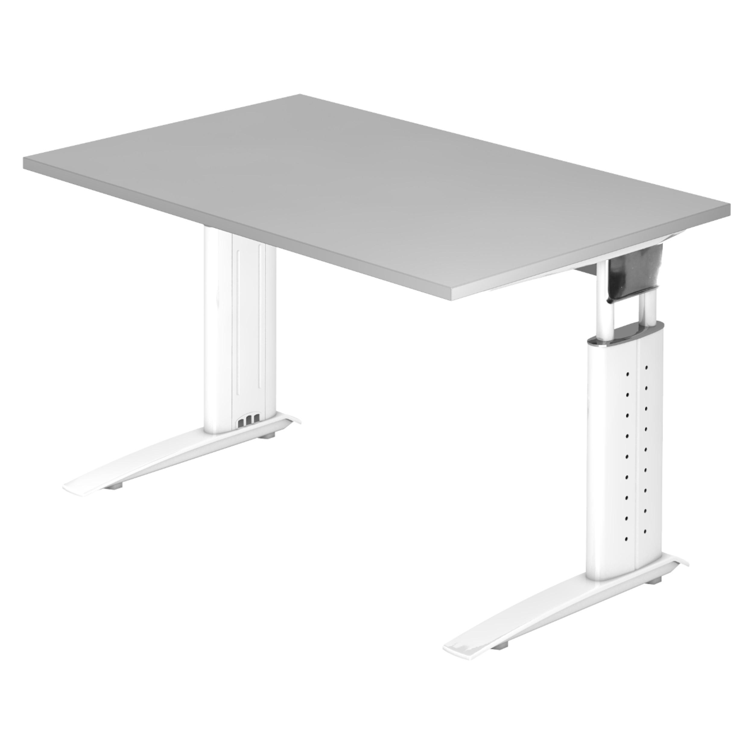 SCHREIBTISCH Serie-U 80/120/72 cm in Grau/Weiß - Weiß/Grau, Holzwerkstoff (80/120/72cm) - bümö