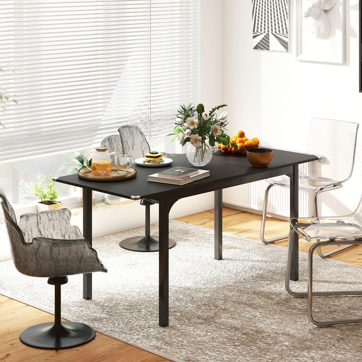 ESSTISCH DE-16498 Schwarz - Schwarz, Holzwerkstoff (160/70/75cm) - ComfortXL