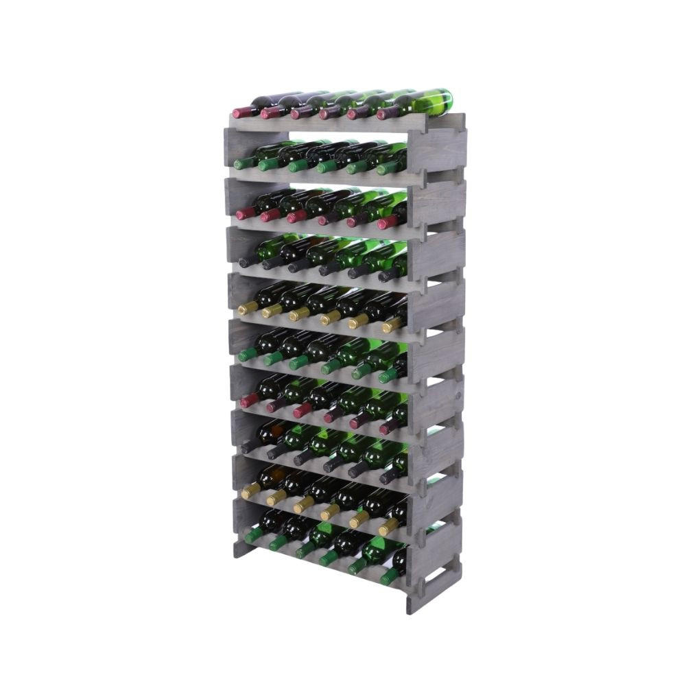 WEINREGAL VINOTECA FLEX PRO HxBxT 135x65x28cm 60 Flaschen auf 10 Ebenen Grau - Grau, Holz (65/135/28cm) - PROREGAL
