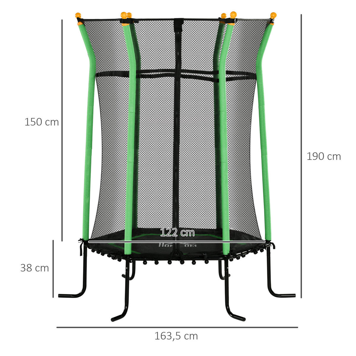 KINDERTRAMPOLIN - Grün, Kunststoff/Metall (163.5/163.5cm) - HOMCOM