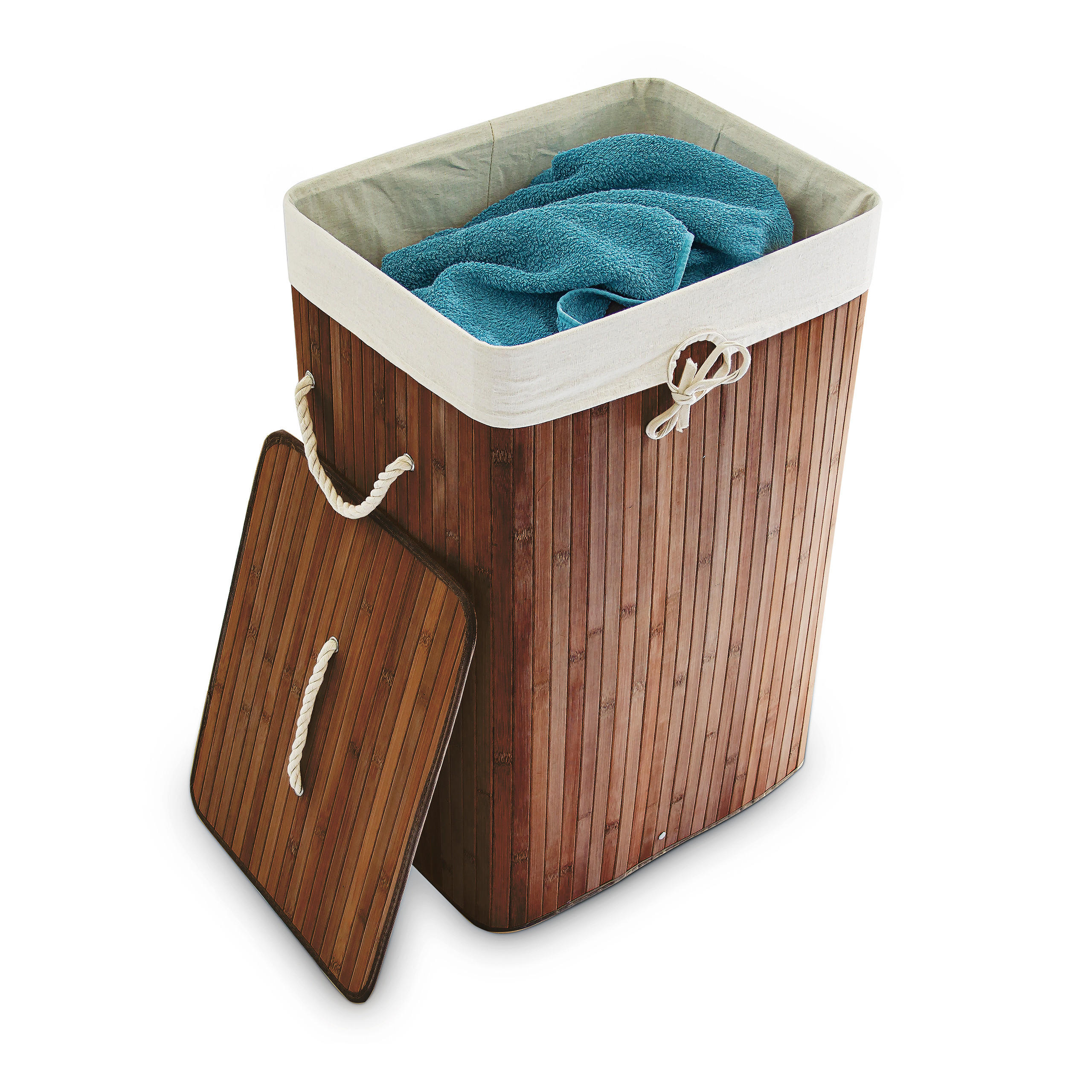 WÄSCHEKORB - Braun, Holz/Textil (43.5/65.5/33.5cm) - Relaxdays