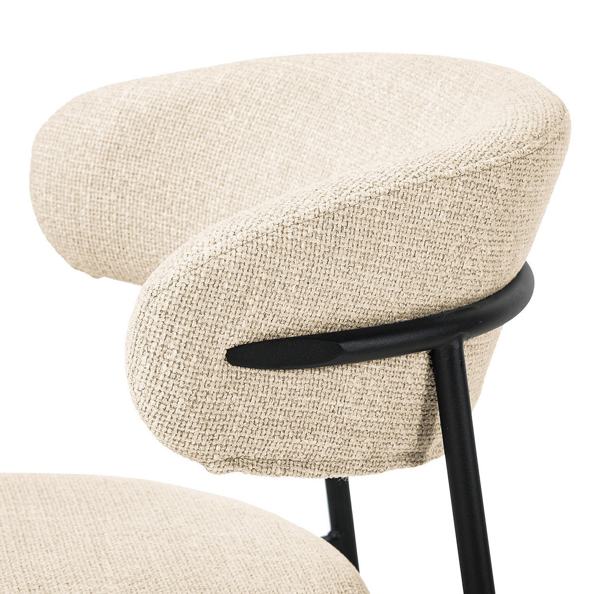 POLSTERSTUHL - Strukturstoff / Edelstahl, 2er-Set - Creme/Schwarz, Metall (58/80/54cm) - home24