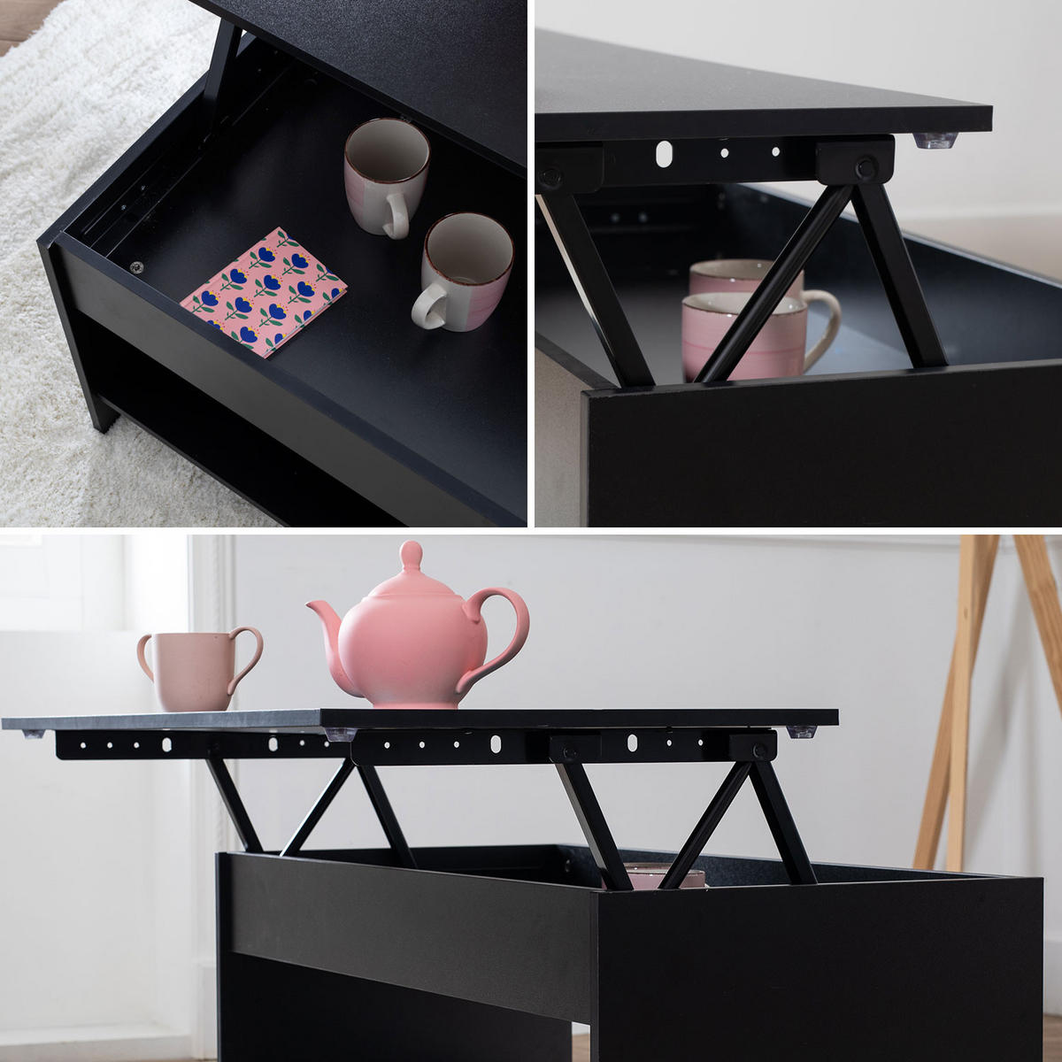 COUCHTISCH Hedda Schwarz - Schwarz, Holzwerkstoff (100/50/58cm) - Happy Garden