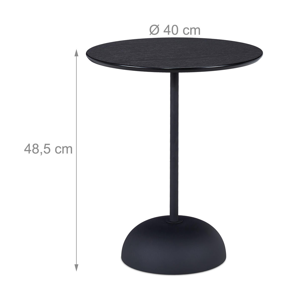 BEISTELLTISCH - Schwarz, Holzwerkstoff/Metall (40/40/48.5cm) - Relaxdays