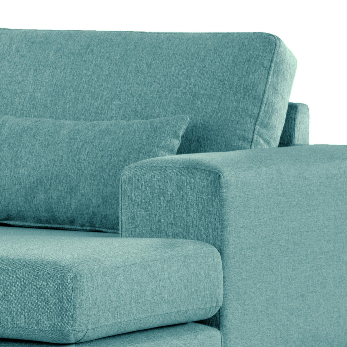 WOHNLANDSCHAFT mit Longchair - Eichefarben/Petrol, Eichenholz/Textil (371/81/219cm) - home24