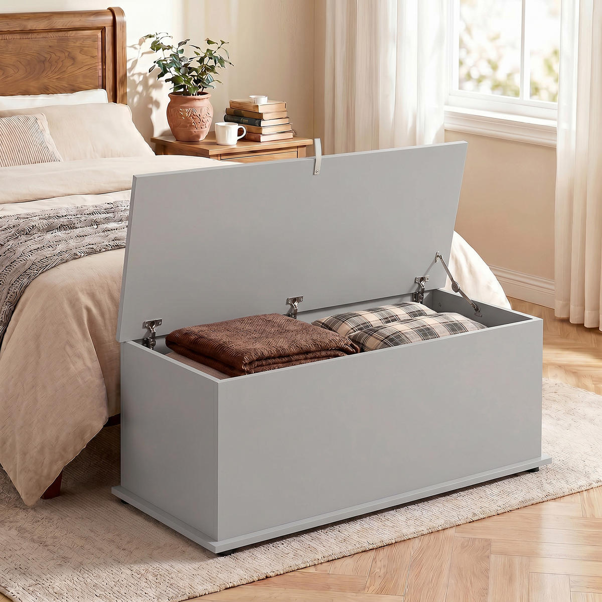 TRUHENBANK Grau 100/40/40 cm - Grau, Holzwerkstoff (40/40/100cm) - PANGIVO
