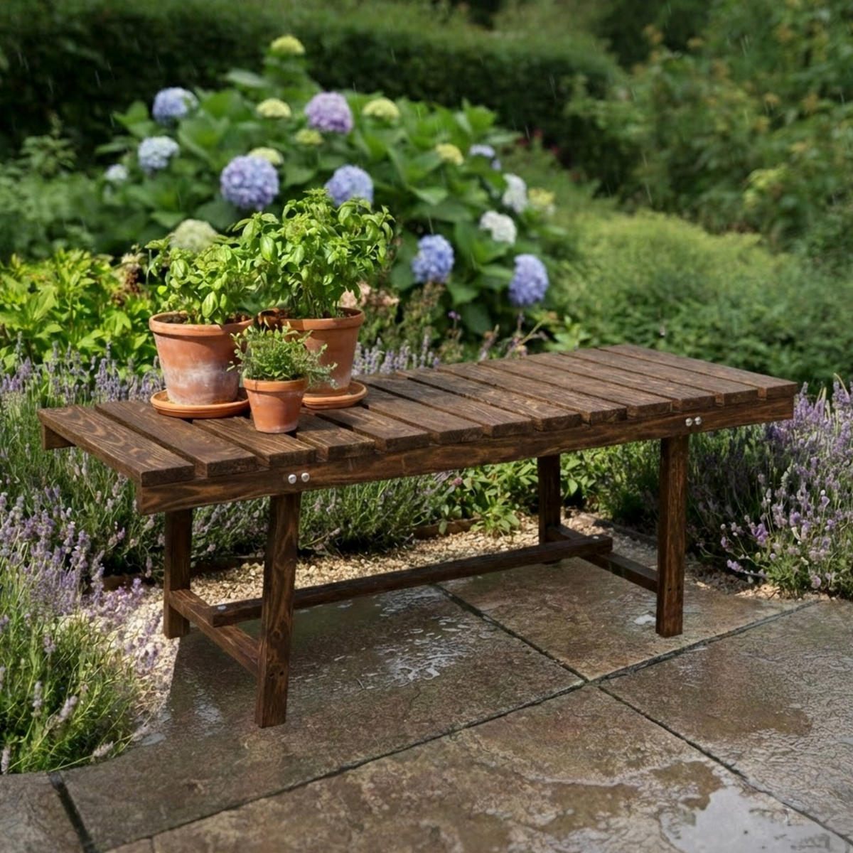 GARTENBANK - Dunkelbraun, Holz (110/35/38cm) - Relaxdays