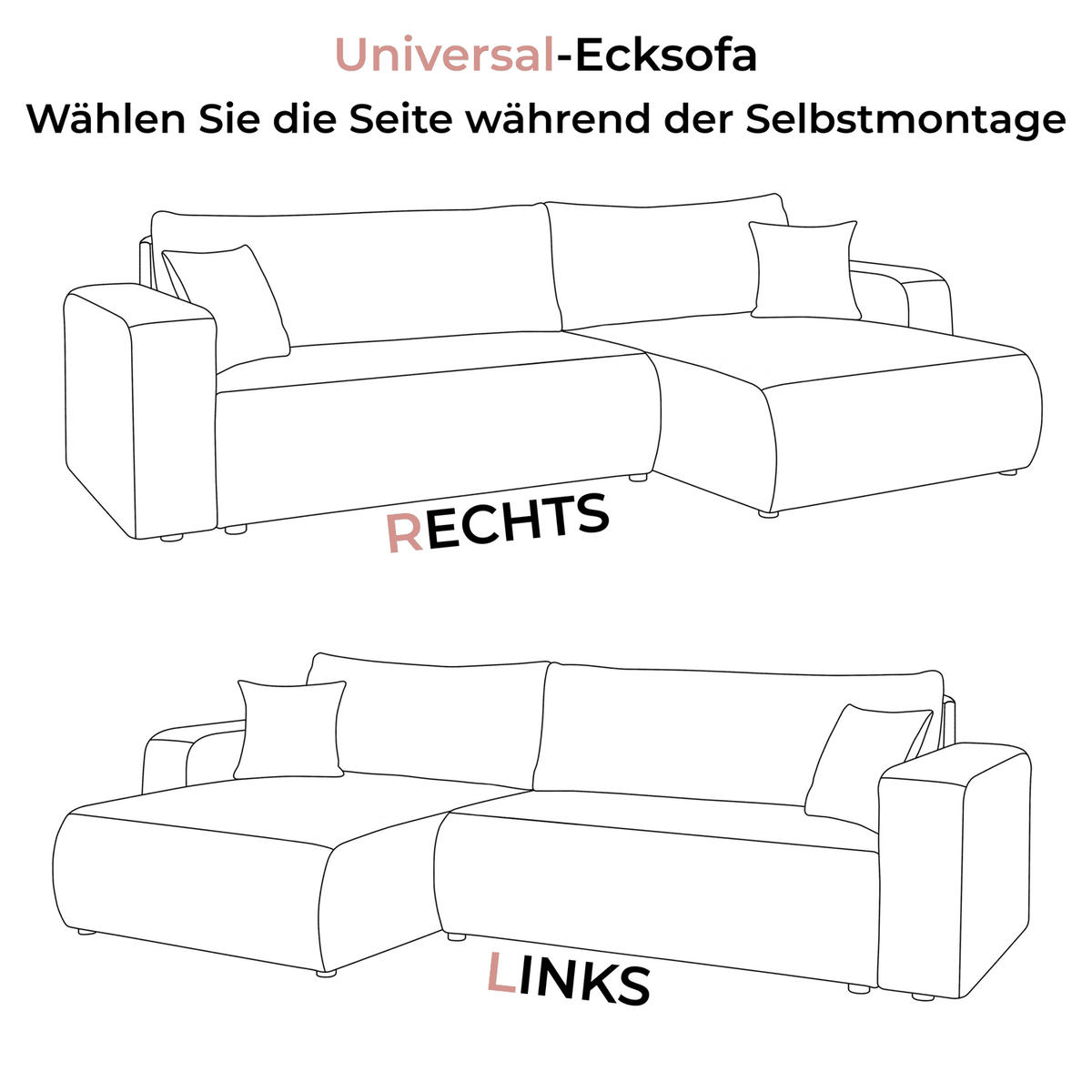 ECKSOFA VESPO L mit Schlaffunktion und Bettkasten - Graphitfarben, Textil (247/143cm) - Lookway