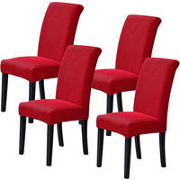 STUHLHUSSE wasserdichte Stretch-Jacquard Burgunderrot 4er-Set - Weinrot, Textil (38/47cm) - Kaket