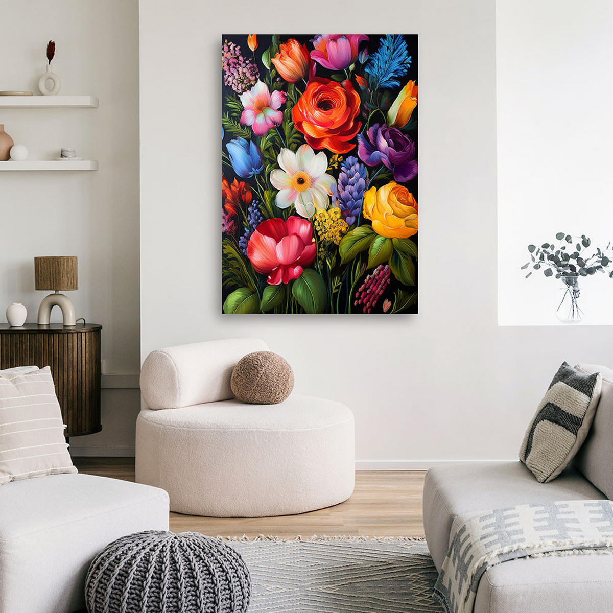 WANDBILD bunte blumen natur botanik - Multicolor, Textil (40/60cm) - Feeby