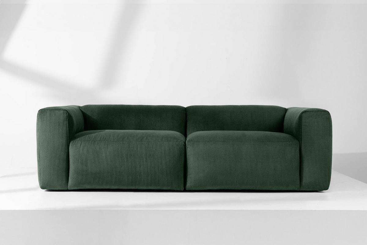 2,5-SITZER-MODULSOFA BUFFO mit extrem weicher und bequemer Sitzfläche, Kordstoff, dunkelgrün - Dunkelgrün, Textil (250/73/96cm) - KONSIMO®
