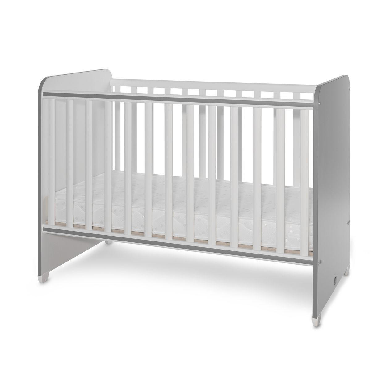 BABYBETT Sweet Dream 120 x 60 cm weiß dunkelgrau 120 x 60 cm, 2 Ebenen, Schlupfsprossen, Melamin, ohne Matratze - Grau, Holzwerkstoff (60/120cm) - Lorelli
