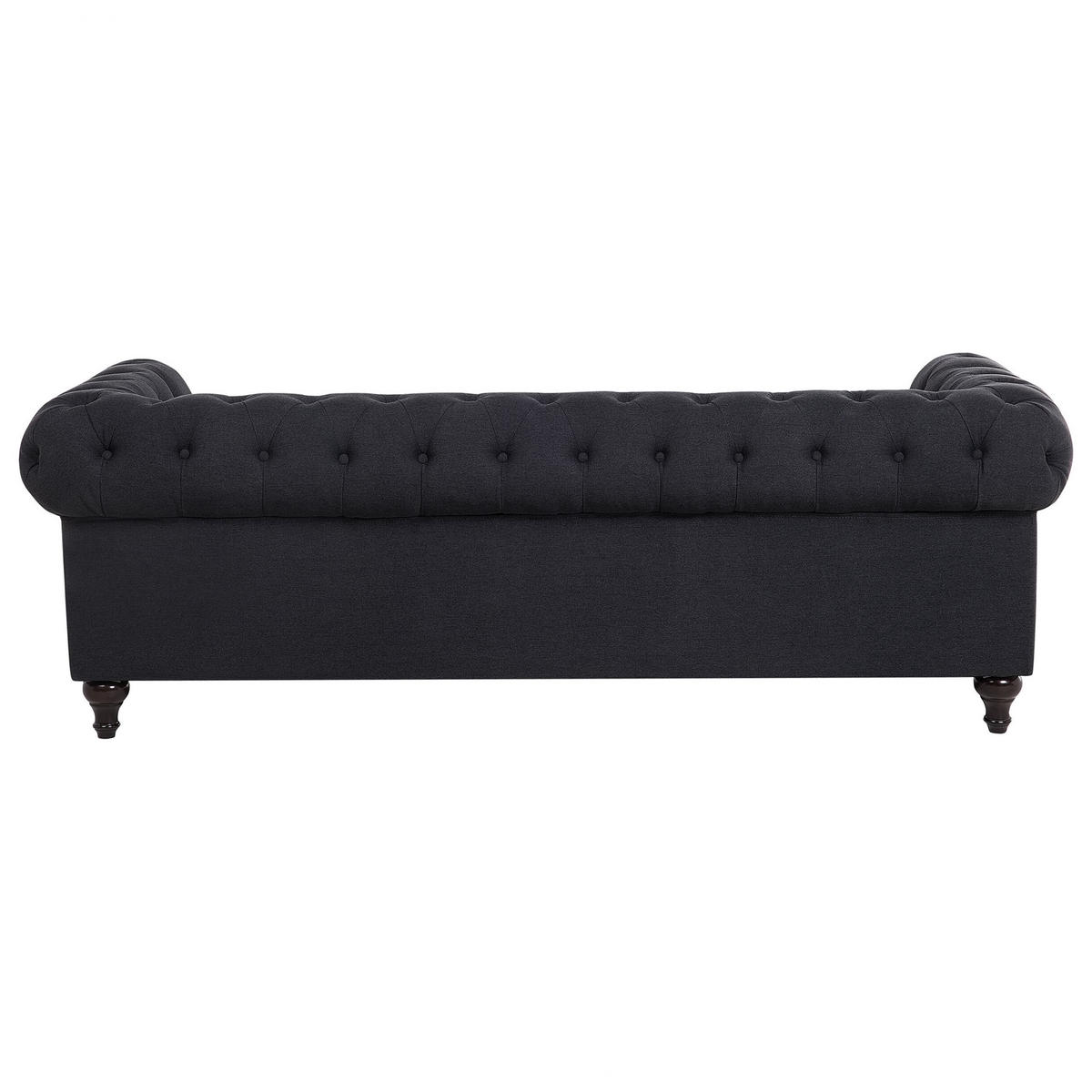 3-SITZER-SOFA Polyester Grau Chesterfield - Graphitfarben, Textil (202/70/75cm) - Beliani