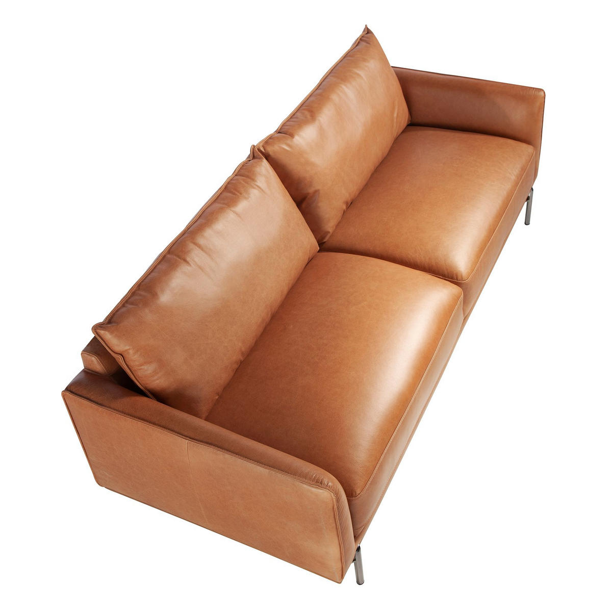 SOFA 2-Sitzer-Sofa aus braunem Leder 164/88/83 cm - Dunkelgrau/Braun, Leder (164/83/88cm) - ANGEL CERDA