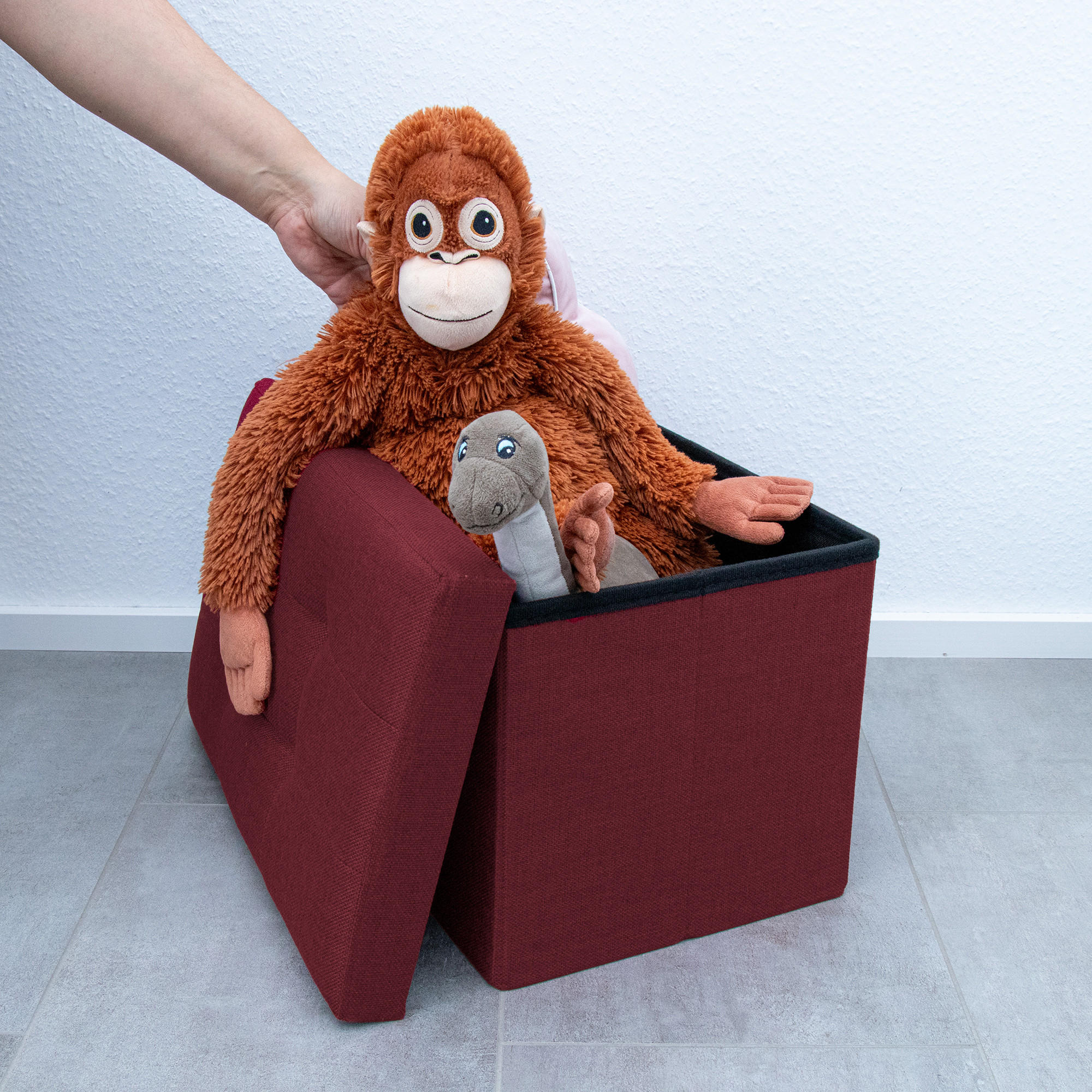 SITZBOX Faltbar mit Stauraum 49/30/30 cm (Rot) - Bordeaux, Textil (30/30/49cm) - Intirilife