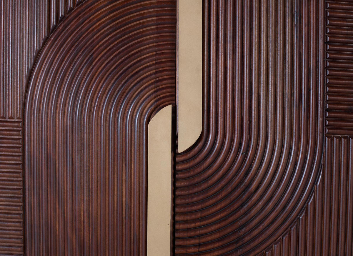 BARSCHRANK aus Mangoholz und Metall - Kirschbaumfarben, Holz (53/179/91cm) - Giner y Colomer