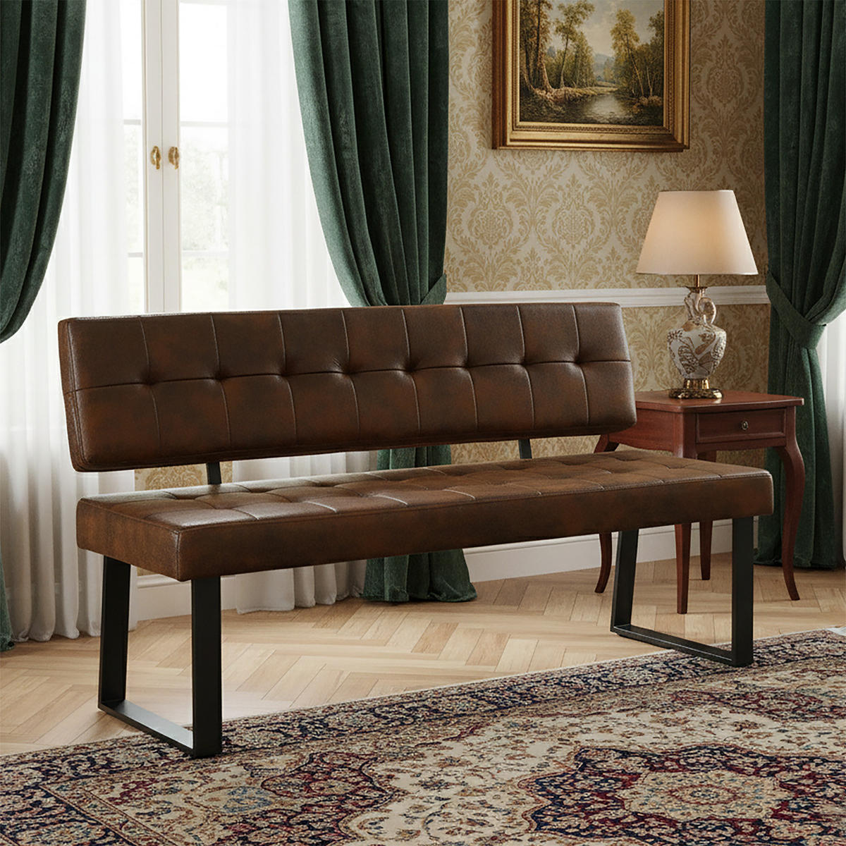 SITZBANK SIGFRID - Braun, Textil/Metall (160/86/56cm) - B&D Home