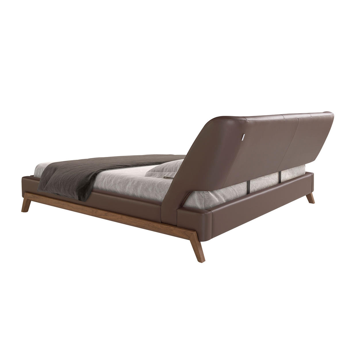 BETT Braun Walnuss 205/237/95 cm - Walnussfarben/Braun, Leder (180/200cm) - ANGEL CERDA