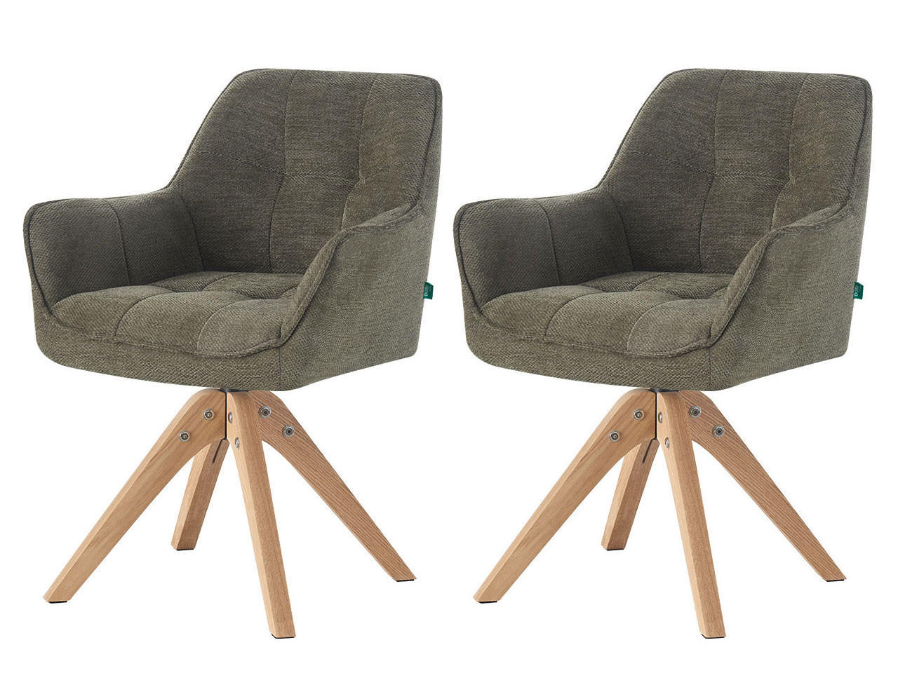 ESSZIMMERSTUHL THOMAS-LINA 2er-Set 360°drehbar - Dunkelgrün, Holz/Textil (61/82/62cm) - DUBI Möbel