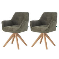ESSZIMMERSTUHL THOMAS-LINA 2er-Set 360°drehbar - Dunkelgrün, Holz/Textil (61/82/62cm) - DUBI Möbel