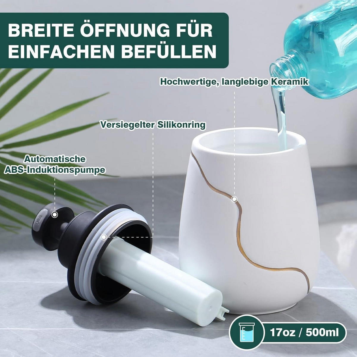 SEIFENSPENDER Automatisch Keramik Weiß mit Sensor - Weiß, Keramik (9/17/10cm)