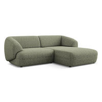 ECKSOFA rechts Strukturstoff Stoff Grün - Beige/Schwarz, Kunststoff/Textil (230/98cm) - Makamii