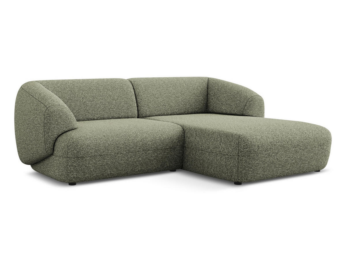 ECKSOFA rechts Strukturstoff Stoff Grün - Beige/Schwarz, Kunststoff/Textil (230/98cm) - Makamii