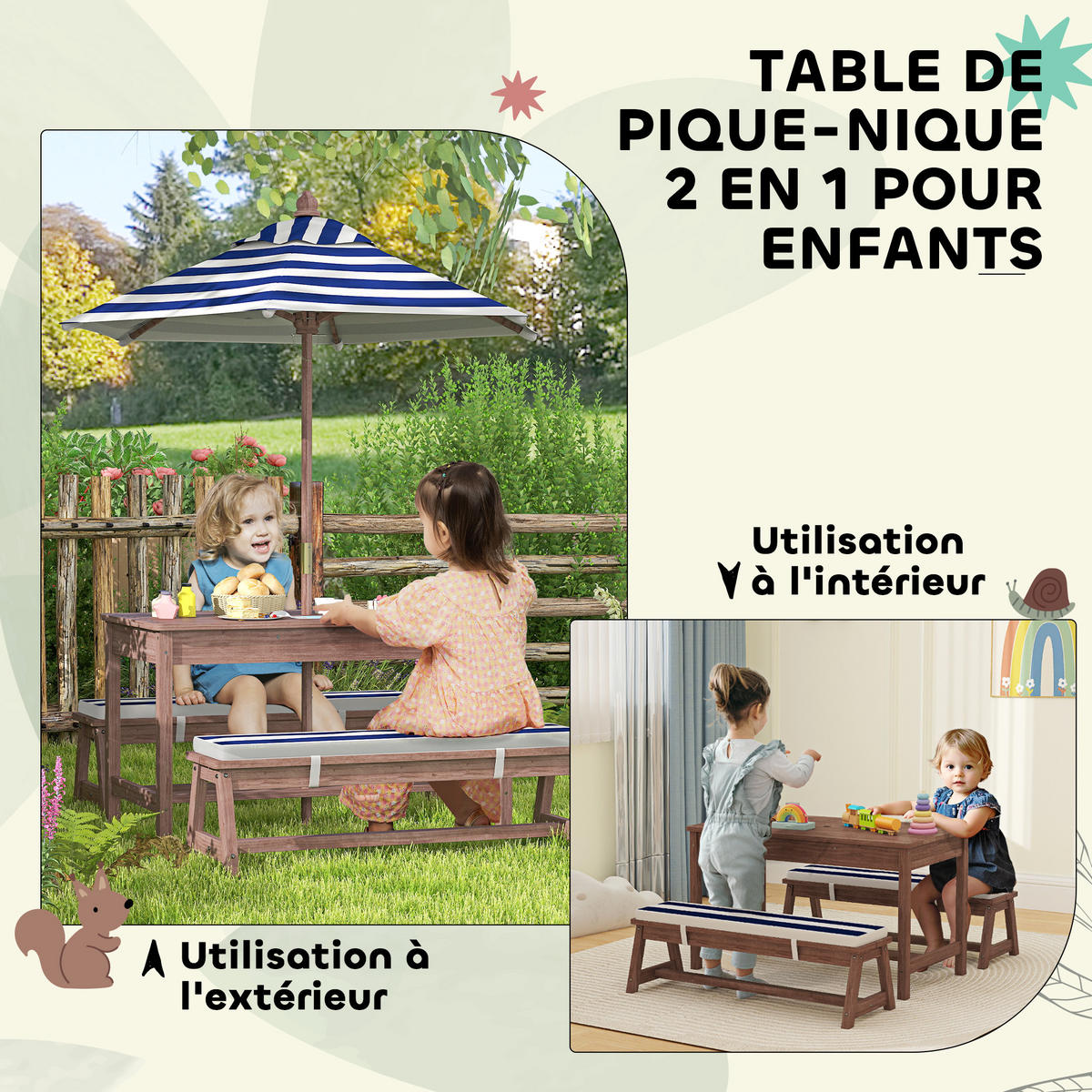 KINDERSITZGRUPPE DE-17530 Marineblau/Weiß gestreift - Blau, Holzwerkstoff (44/50/89cm) - ComfortXL