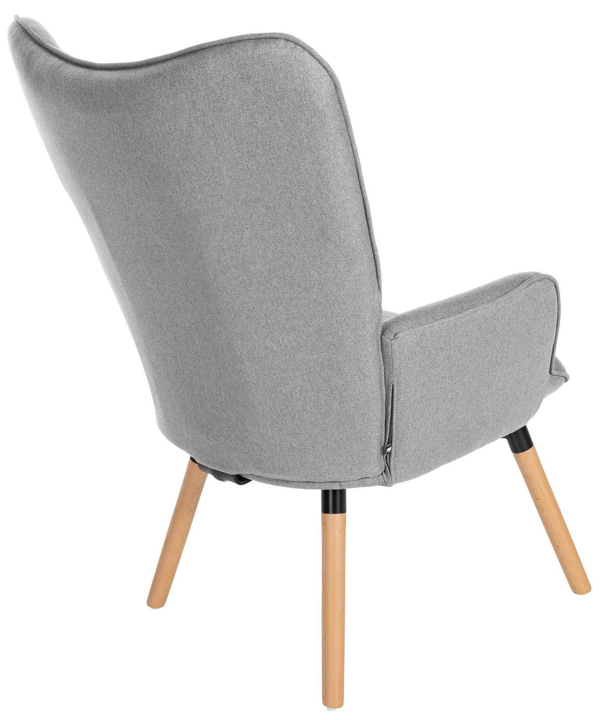 SESSEL MIT HOCKER Stoff Grau - Eukalyptusholzfarben/Grau, Holz/Textil (68/101/111cm) - CLP