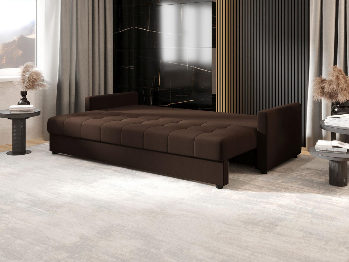 SOFA MOS mit Schlaffunktion COSMIC 800 mit Stauraum - Braun, Textil (84/72/220cm) - Bedante