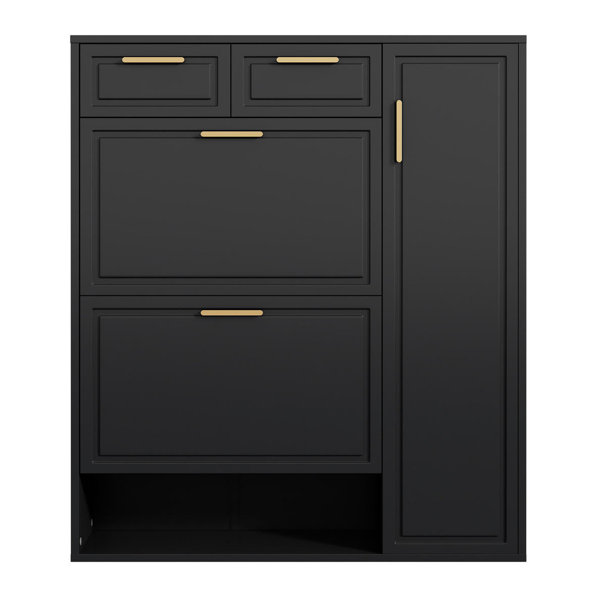 SCHUHSCHRANK 95/24/107 cm in Schwarz mit Schubladen und verstellbaren Regalen - Schwarz, Holzwerkstoff (95/107/24cm) - Flora Grace