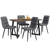ESSGRUPPE Esstisch 4 Stühle MDF Walnuss Grau 5-tlg - Walnussfarben, Holzwerkstoff (117/75/68cm) - FLIEKS