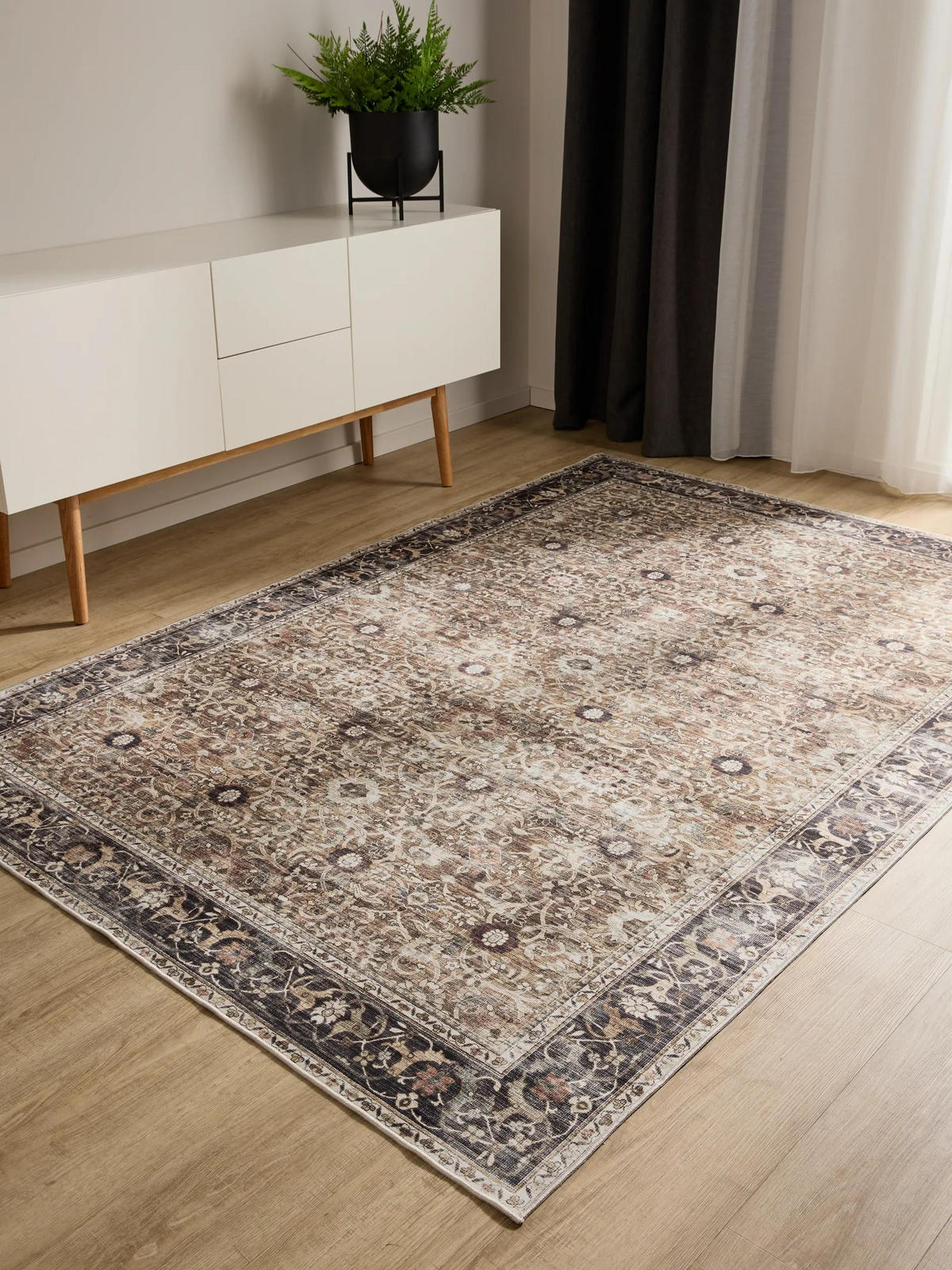 VINTAGE-TEPPICH George waschbar 160x230 cm - Taupe/Anthrazit, Kunststoff (160/230cm) - benuta