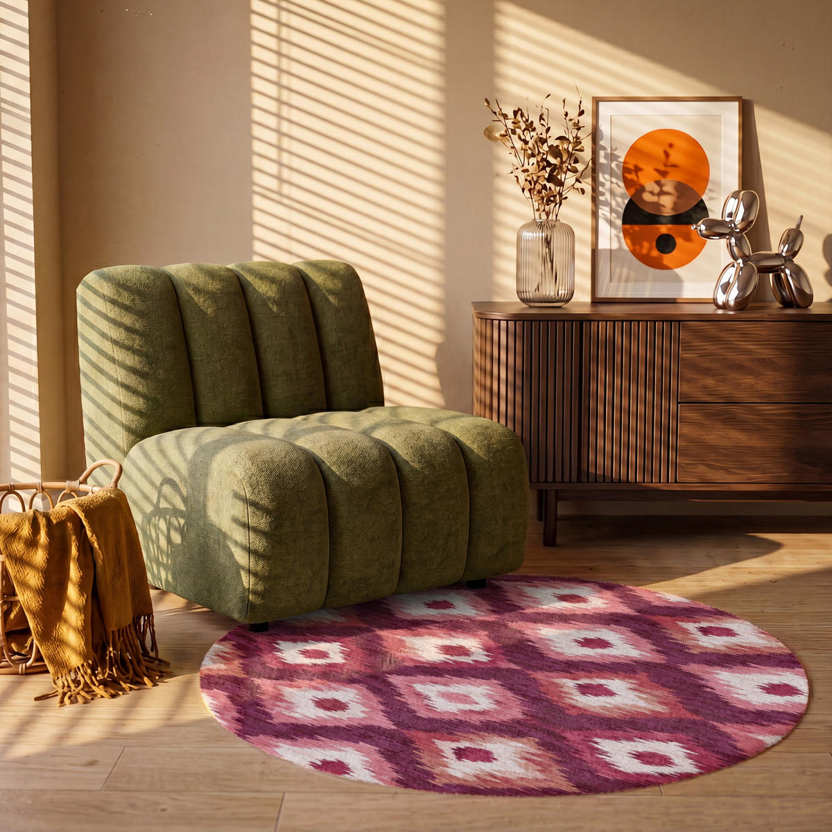 KOBERCE - Diamantové tvary - Ružová - Vzor - Textúra - 120x120 cm - bordová, textil/plast (120/0.4cm) - OnlyWow