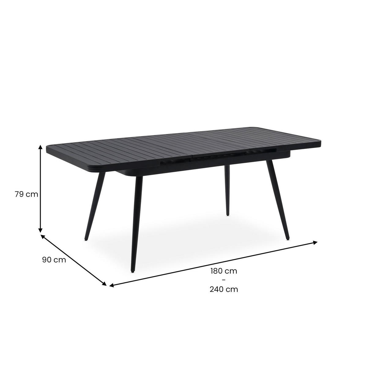 GARTENTISCH SUNNY - Schwarz, Metall (90/180/77cm) - IDIMEX