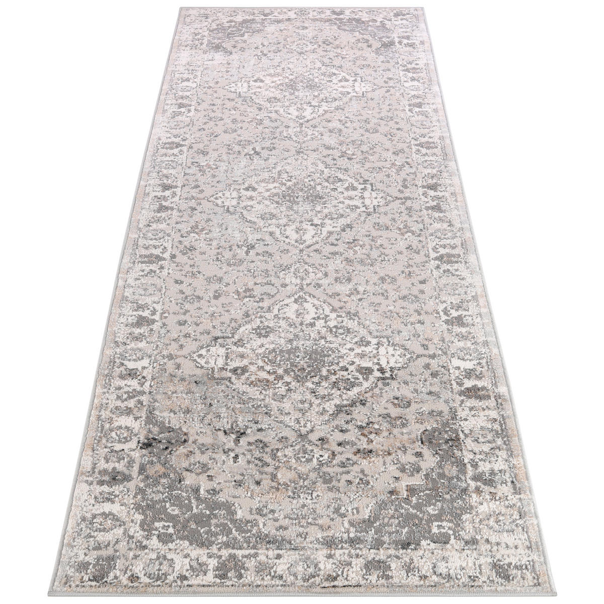 TEPPICHLÄUFER VALLEY hellgrau vintage 70/400 cm - Hellgrau, Textil (70/400cm) - Tapiso