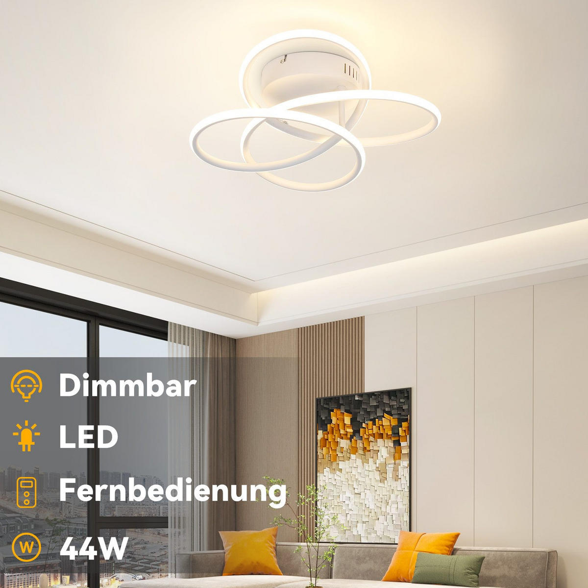 LED-DECKENLEUCHTE Lowery 33/36/14cm - Weiß, Metall (36/33/14cm) - Nettlife