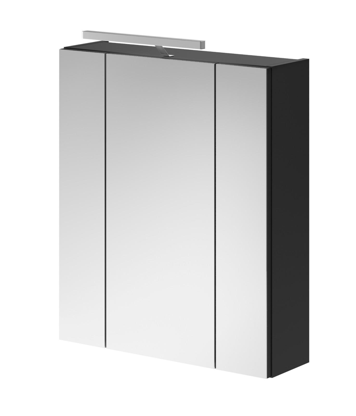 SPIEGELSCHRANK in schwarz 60 cm 3-türig - Schwarz, Holzwerkstoff (60/70/18cm) - Inn.Furn