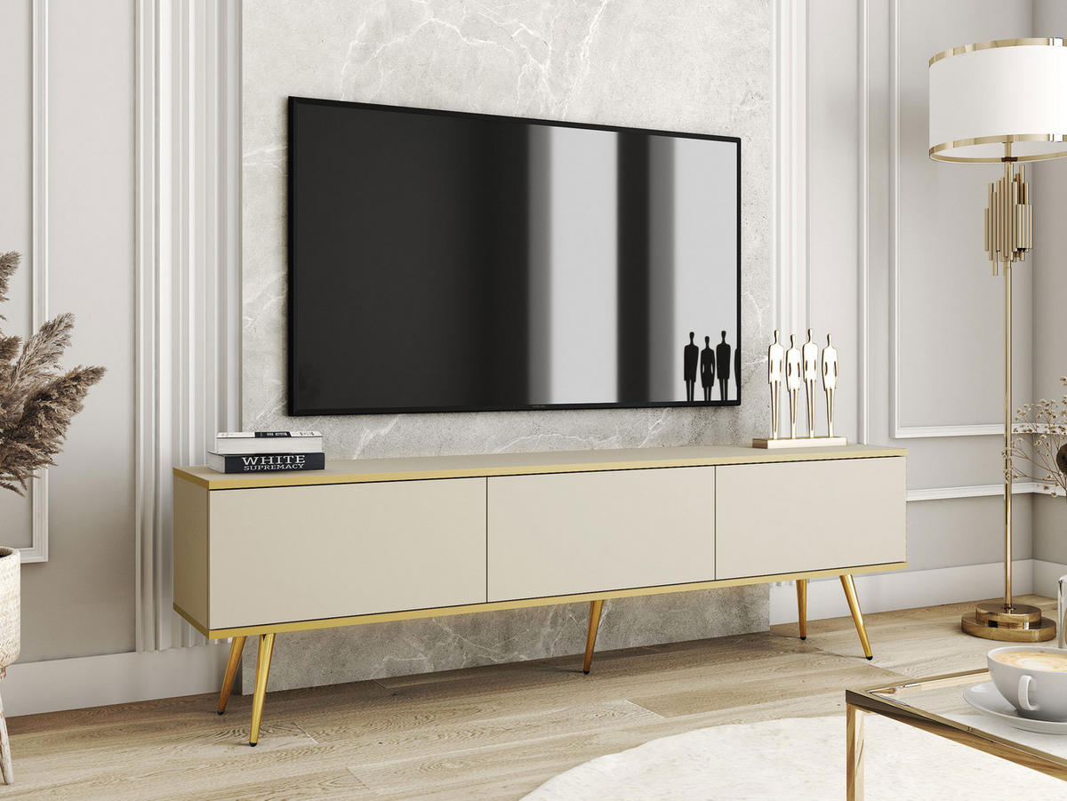 TV-LOWBOARD Oro I mit Füße - Goldfarben/Naturfarben, Holzwerkstoff/Metall (175/53/32cm) - MIRJAN24